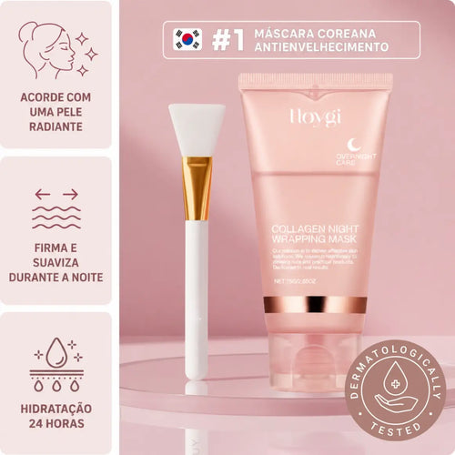 Máscara Coreana Noturna Envelopante de Colágeno Anti-Idade (#1 Mais Vendido)