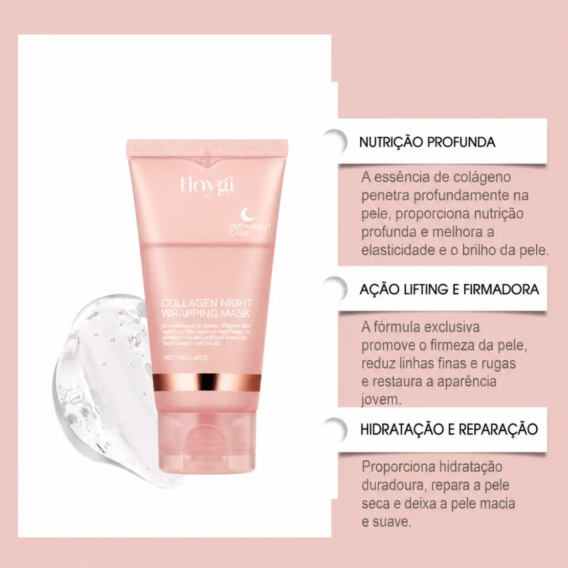 Máscara Coreana Noturna Envelopante de Colágeno Anti-Idade (#1 Mais Vendido)